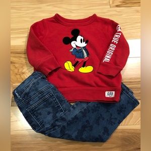 BabyGap 2T Mickey Mouse sweater and Mickey Mouse jeans